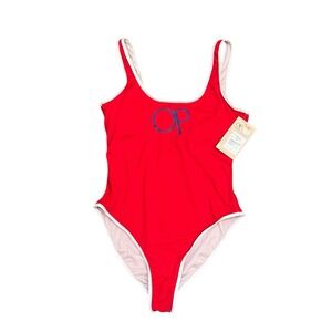 Ocean Pacific OP Red One Piece Swimsuit‎ Y2K Logo Bathing Suit Beach Pool